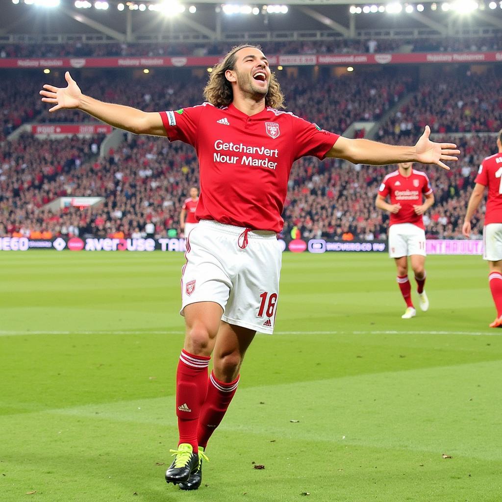 Haaland celebrating a goal