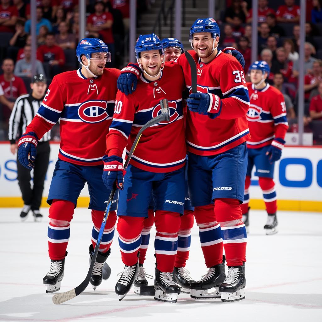 Haaland celebrating a goal with his teammates