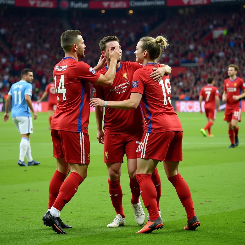 Haaland Celebrating a Goal with Teammates