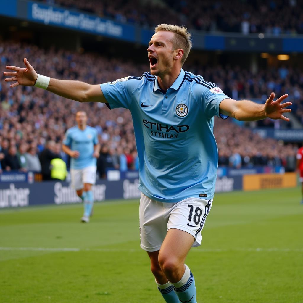 Haaland Celebrating with Man City Fans