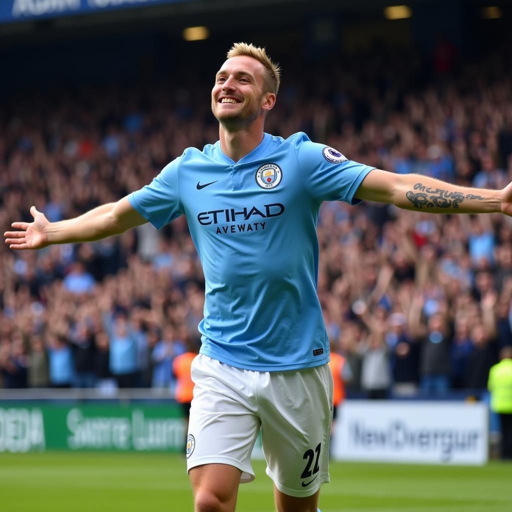 Erling Haaland celebrates a goal during the 23/24 season