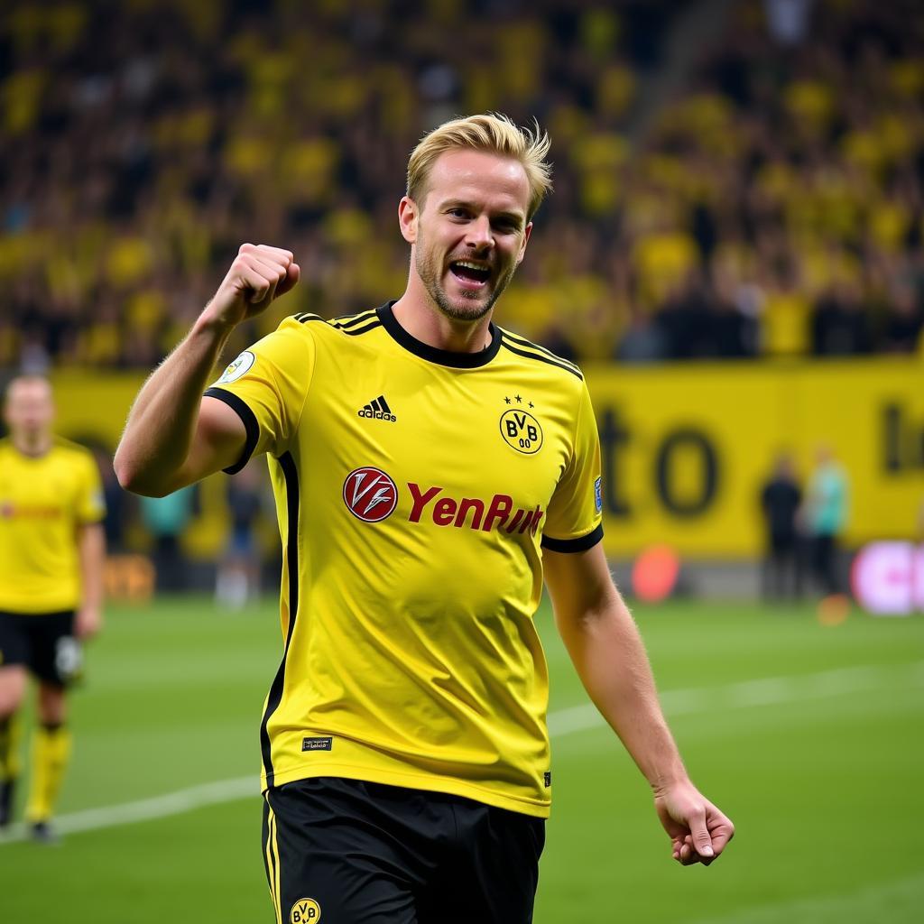 Haaland Celebrating a Goal at Signal Iduna Park