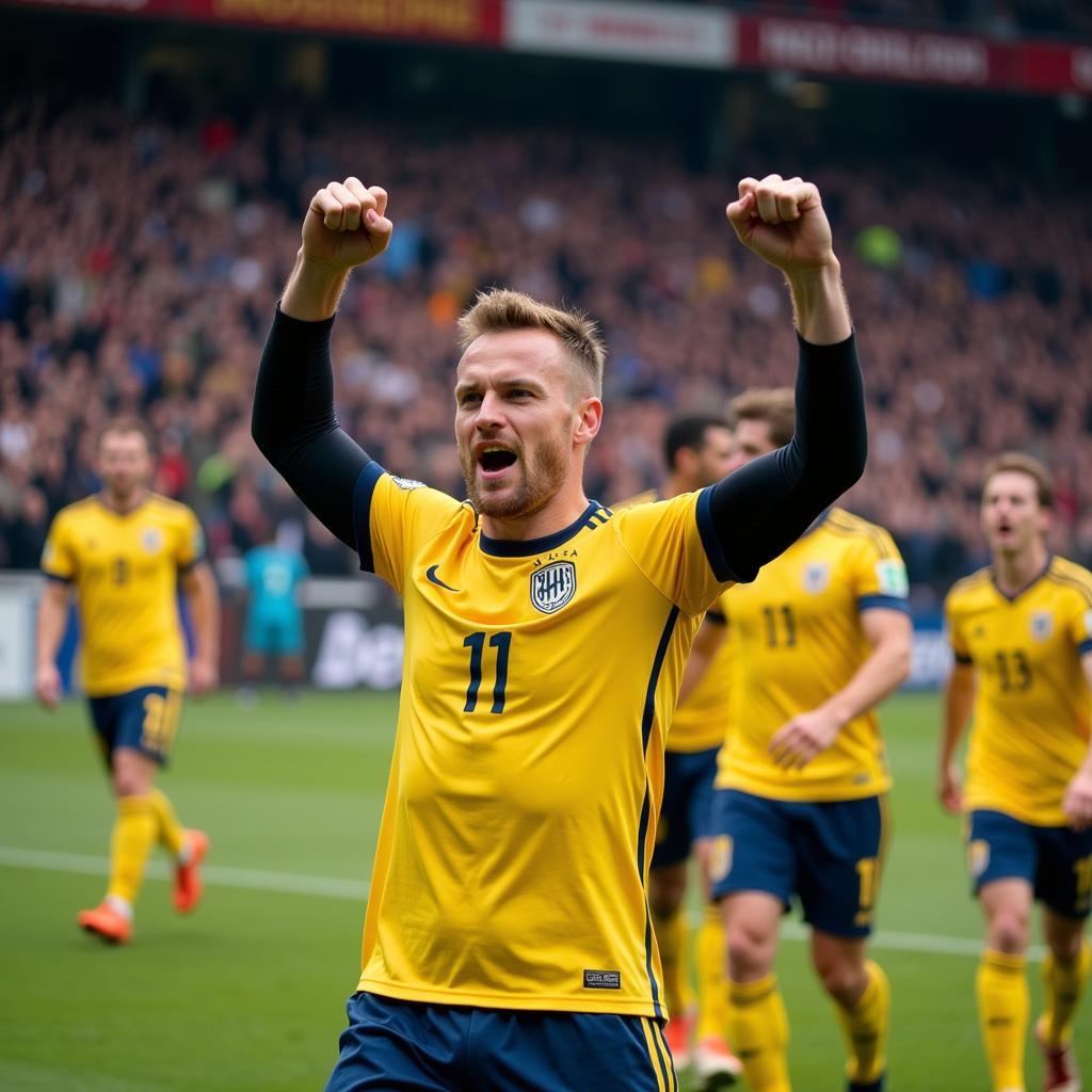 Haaland celebrates a goal