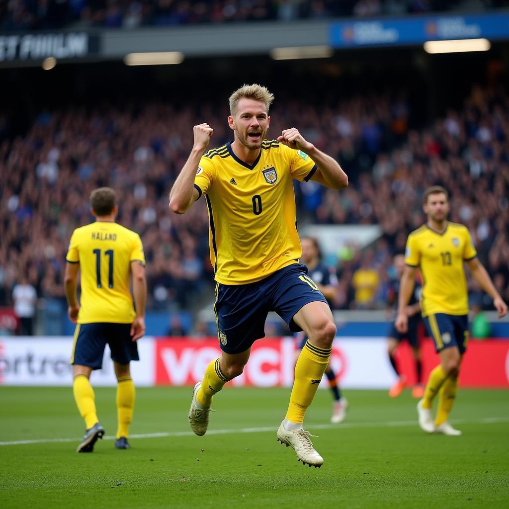 Haaland celebrating a goal