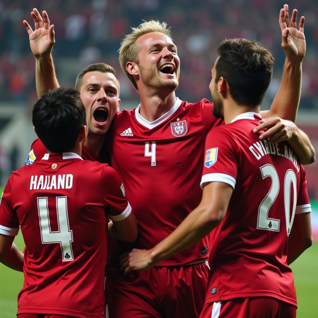 Erling Haaland celebrates a goal for Norway