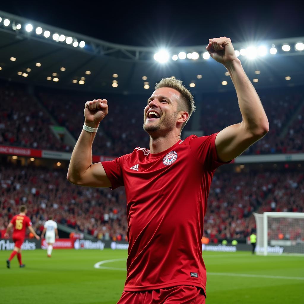 Erling Haaland celebrating a goal in the Champions League.