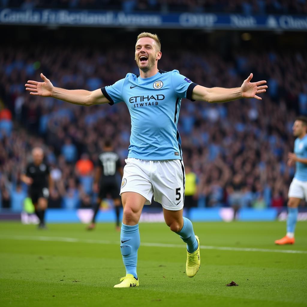 Haaland celebrates a goal for Manchester City