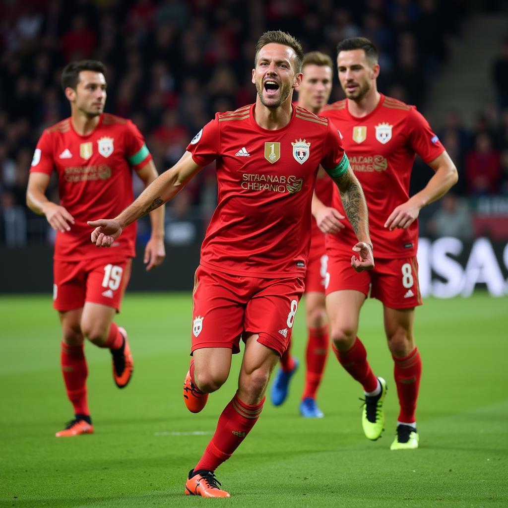 Haaland celebrating a goal for Man City