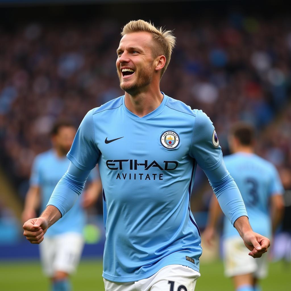 Erling Haaland celebrating a goal for Manchester City