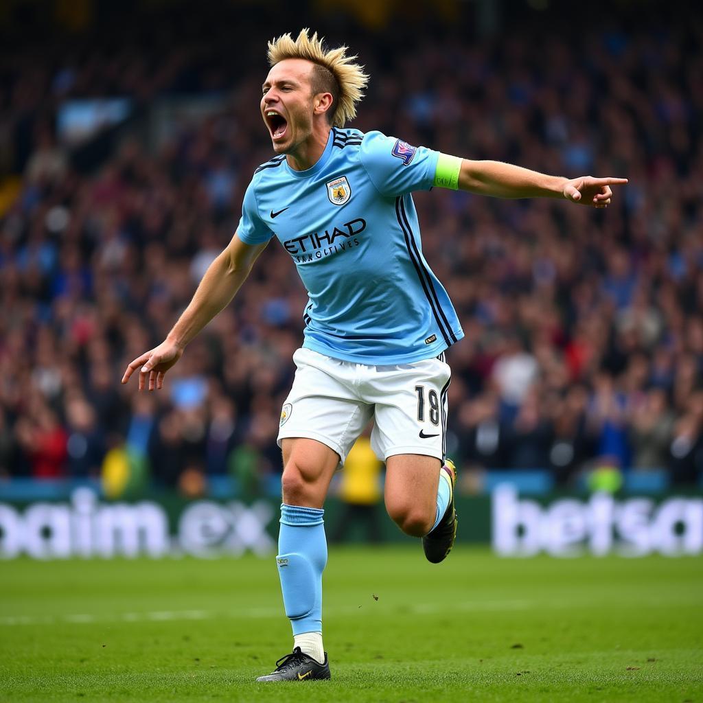 Erling Haaland celebrating a goal for Manchester City