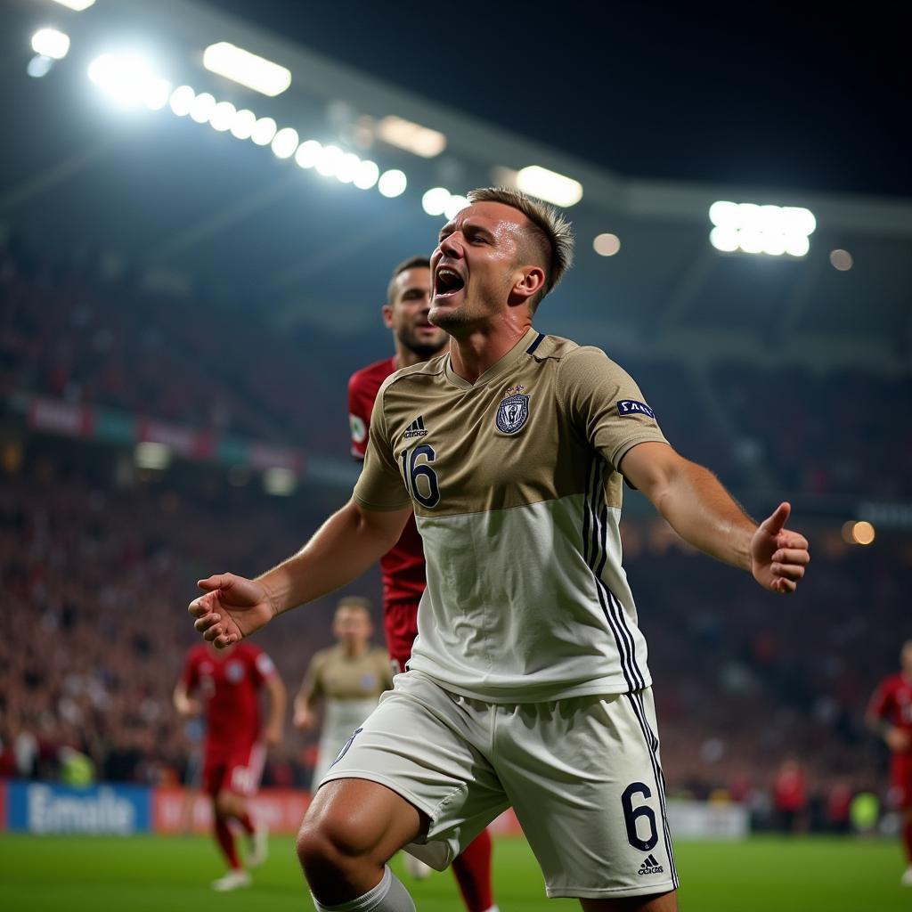 Haaland celebrating a goal after scoring