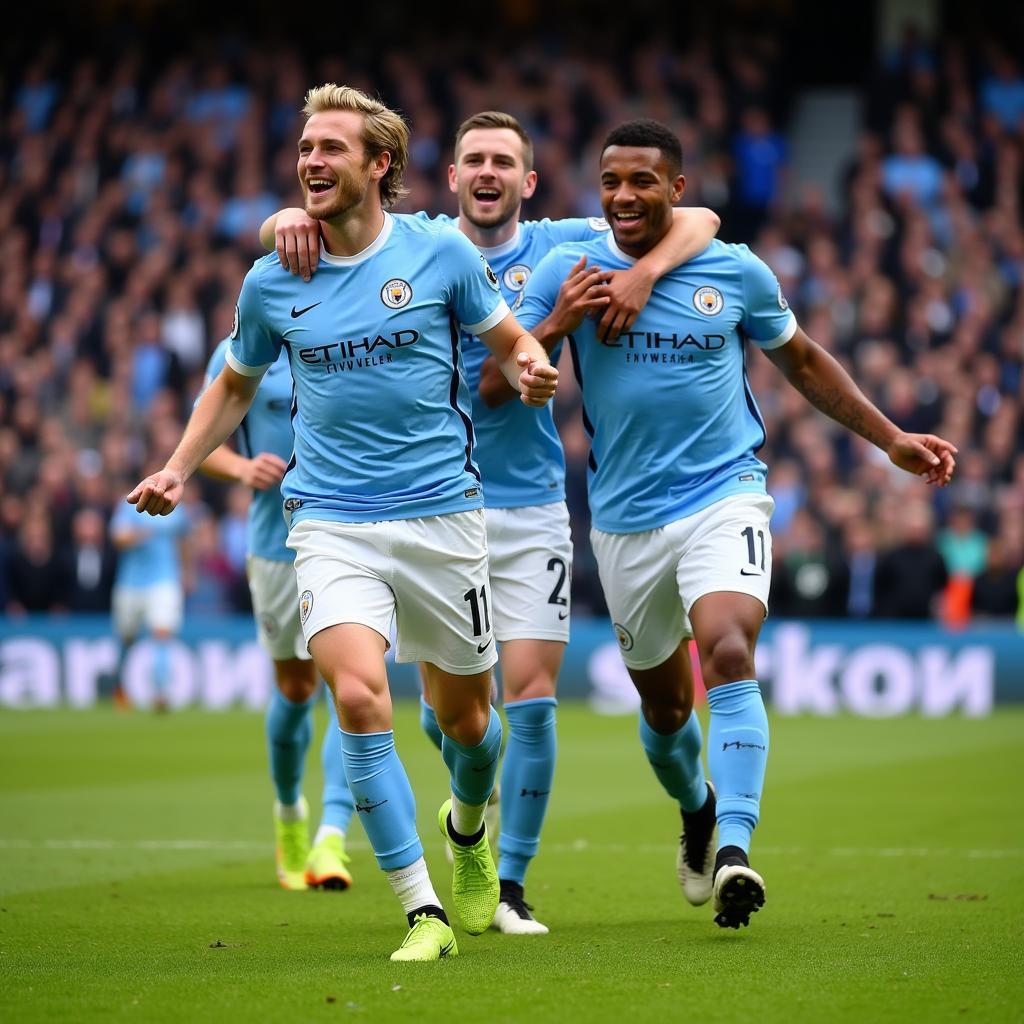 Haaland Celebrating a Goal for Man City