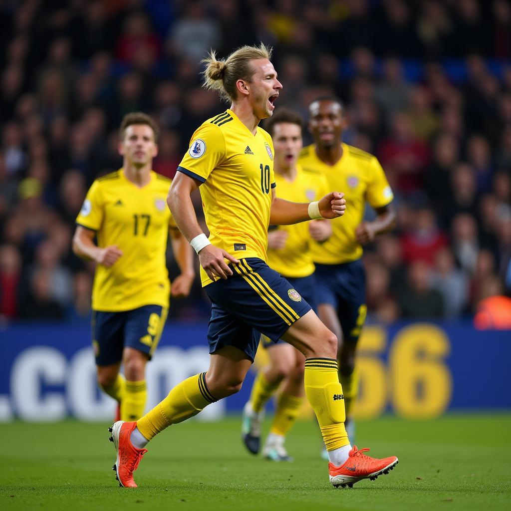 Erling Haaland celebrating a goal