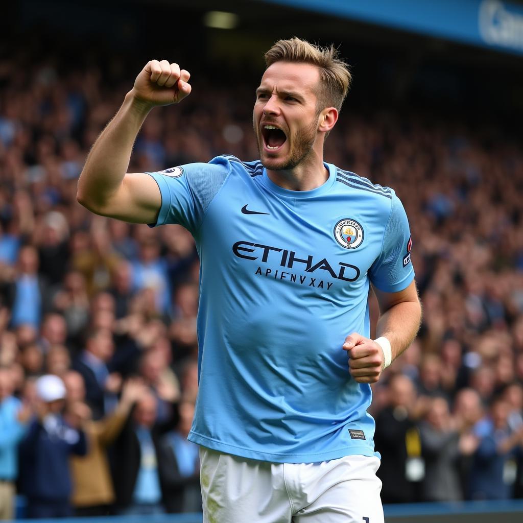 Haaland celebrates a goal for Manchester City