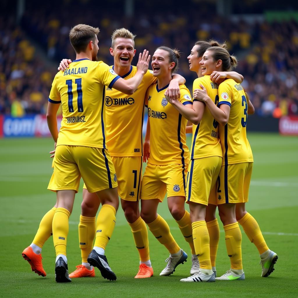 Erling Haaland celebrating a goal