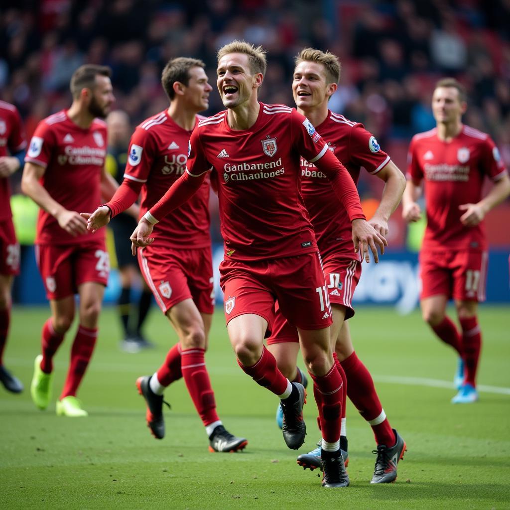 Haaland celebrates scoring a goal