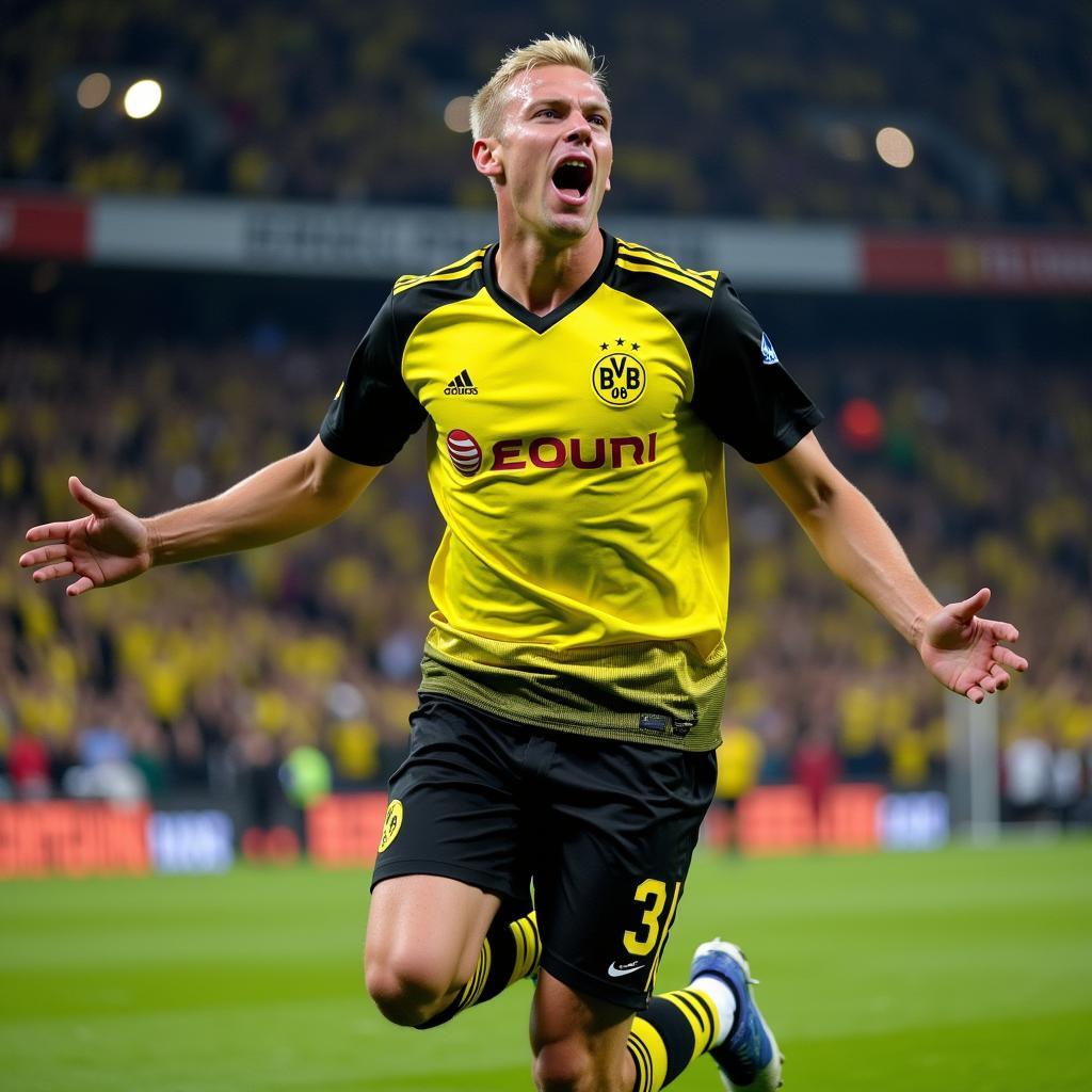 Erling Haaland celebrating a goal for Borussia Dortmund