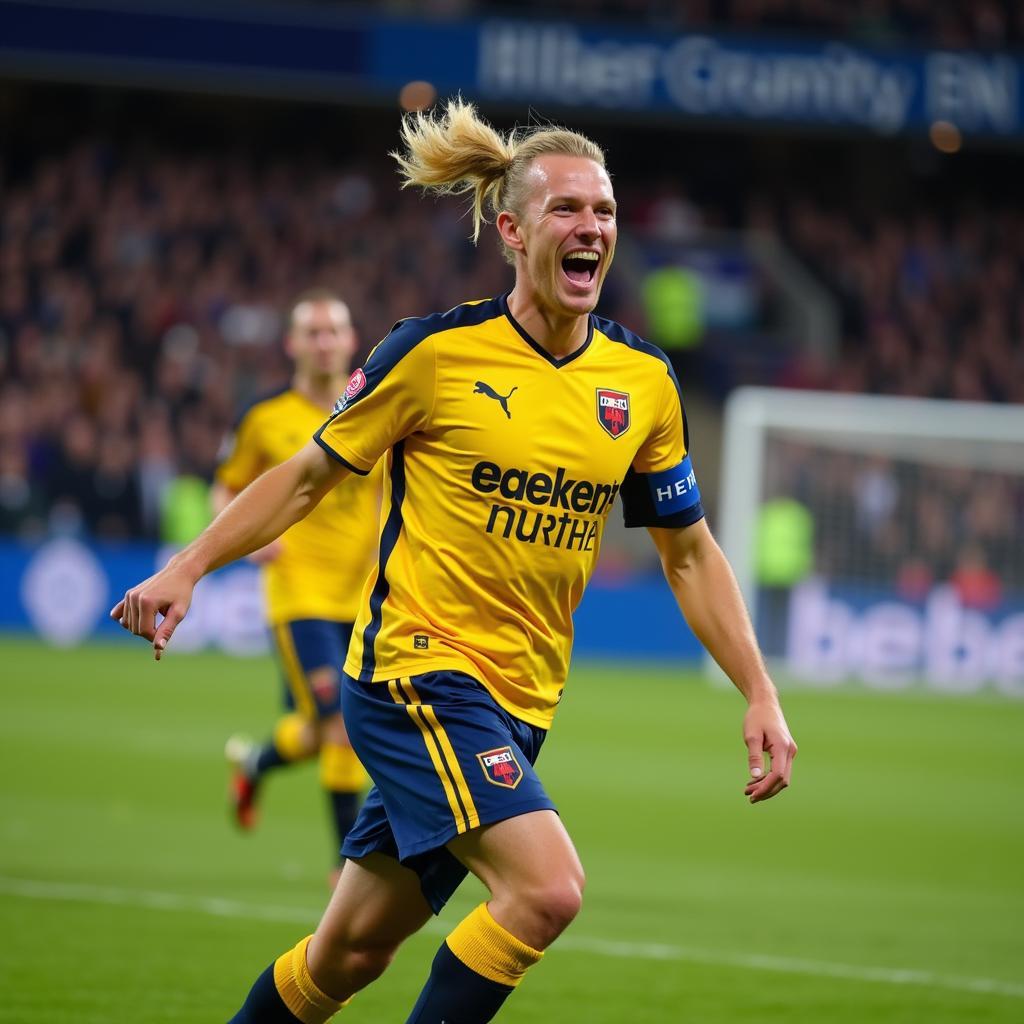 Erling Haaland celebrating a goal