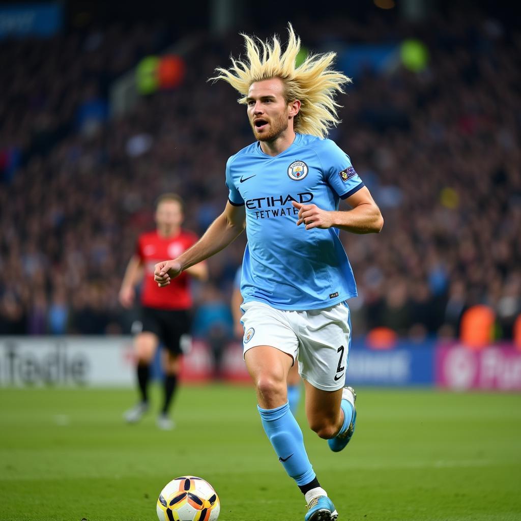 Haaland celebrates a goal for Manchester City