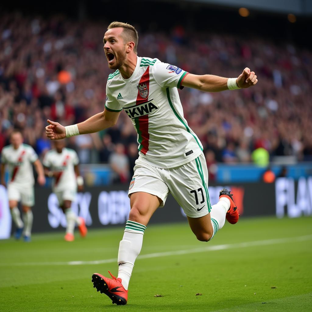 Erling Haaland celebrates a goal.