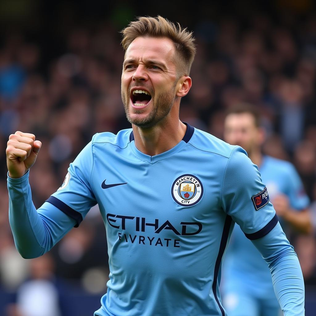 Haaland celebrates a goal for Manchester City