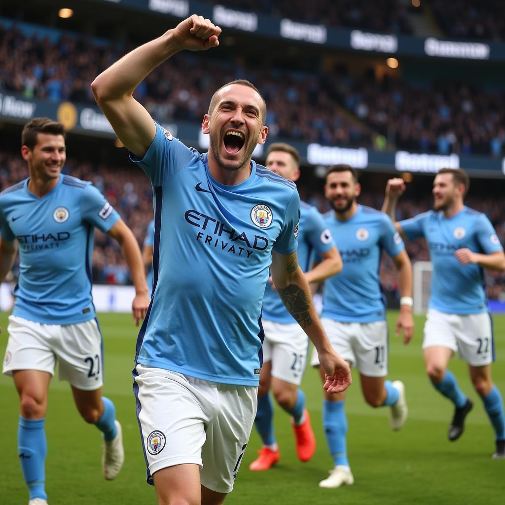 Erling Haaland Celebrating a Goal for Manchester City