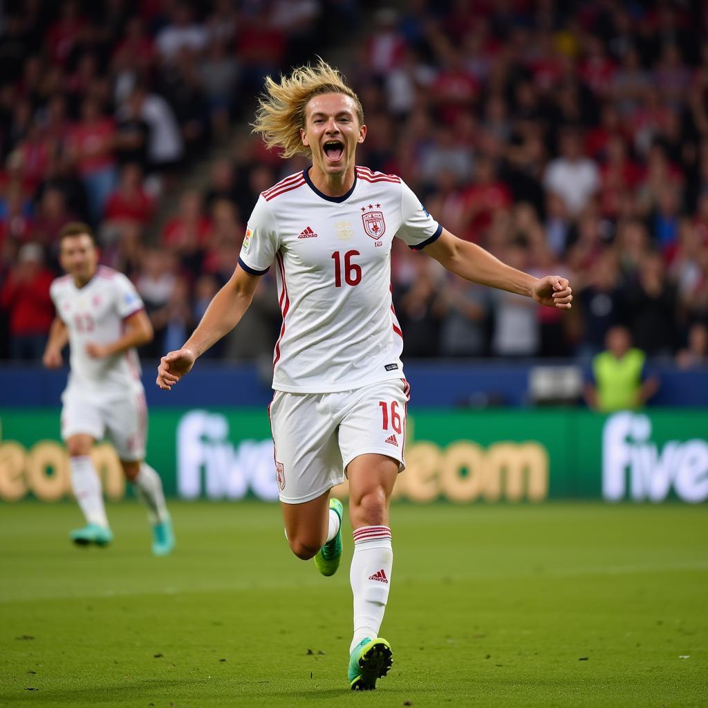 Erling Haaland celebrating a goal