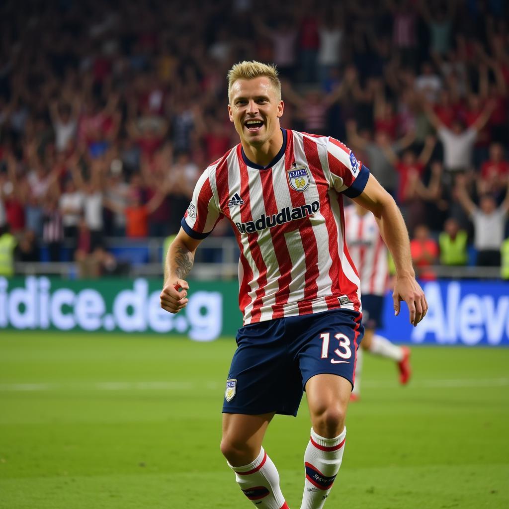 Haaland Celebrating a Goal with Fans