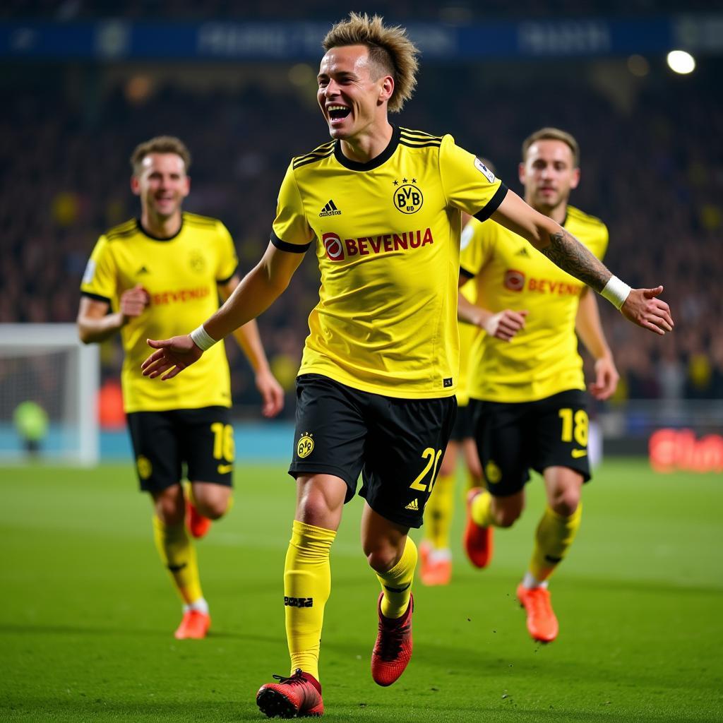 Haaland celebrating a goal for Borussia Dortmund