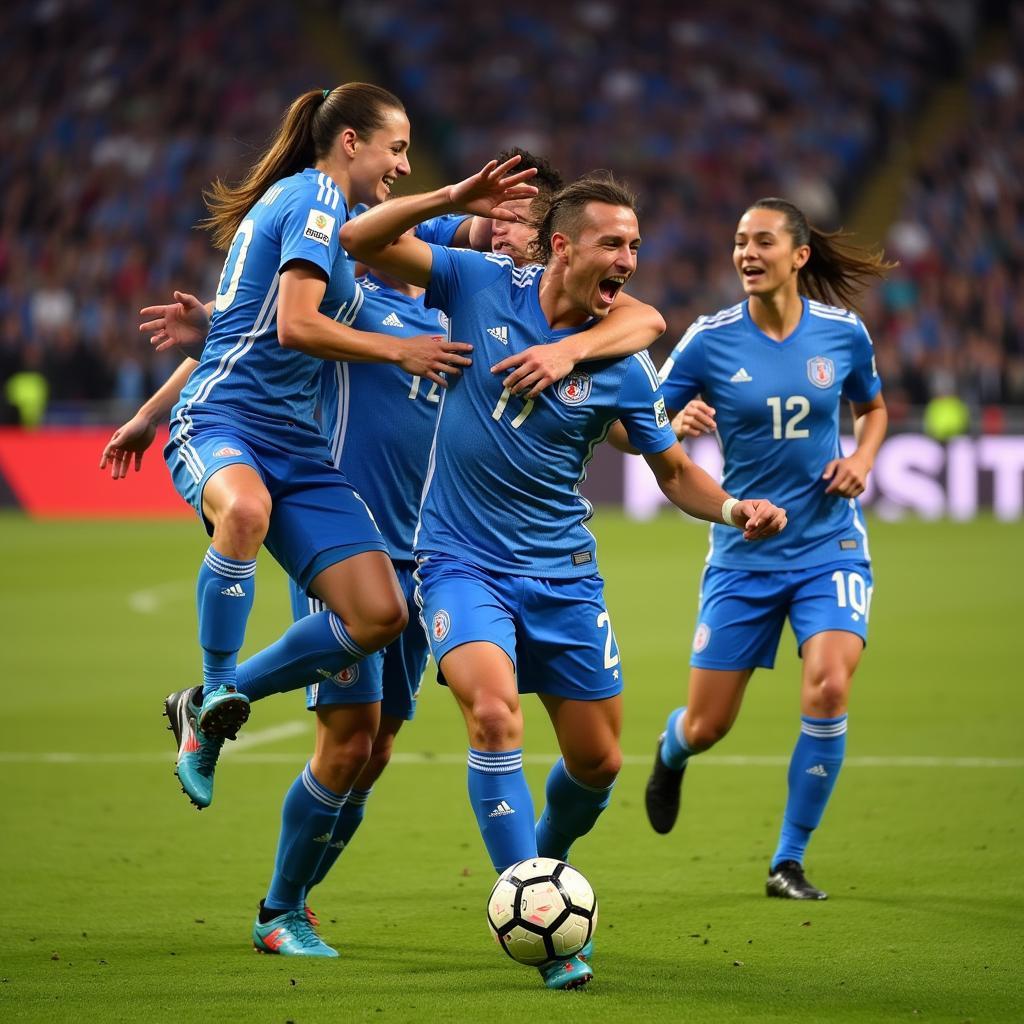 Erling Haaland Celebrating a Goal with Teammates