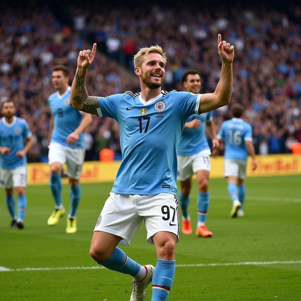 Erling Haaland celebrating a goal