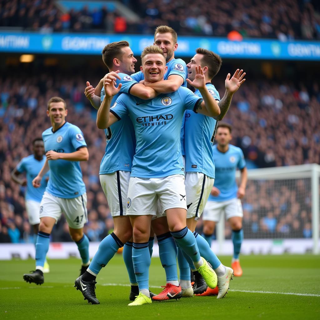 Haaland celebrates a goal for Manchester City