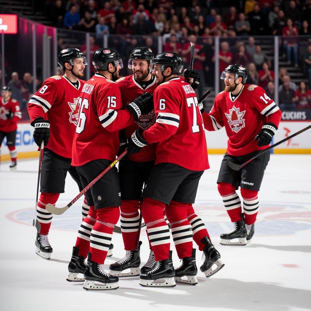 Haaland celebrating a goal with teammates