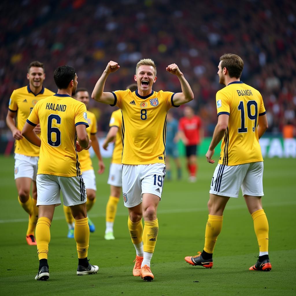 Haaland celebrating a goal