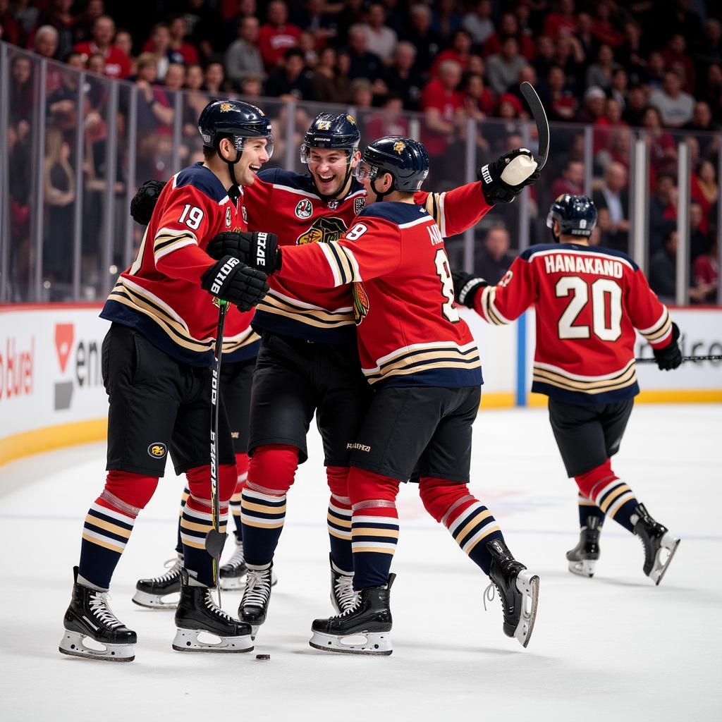 Erling Haaland celebrates a goal with teammates