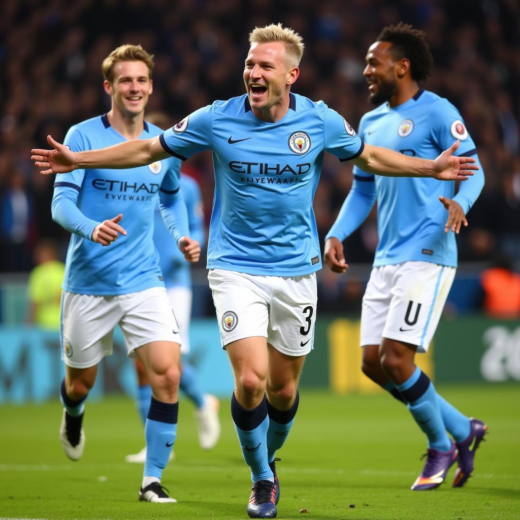 Haaland celebrates a goal for Manchester City