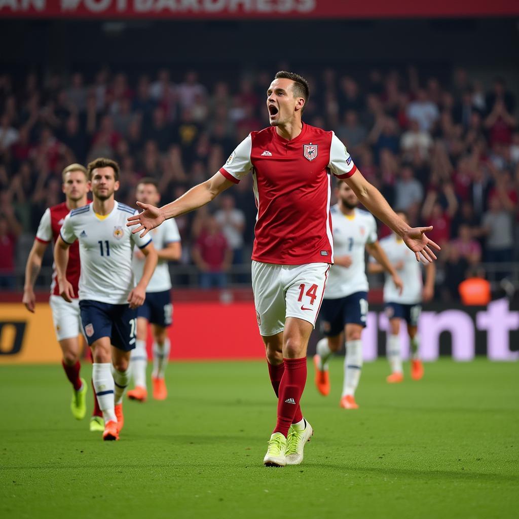 Haaland Celebrates After Scoring a Penalty