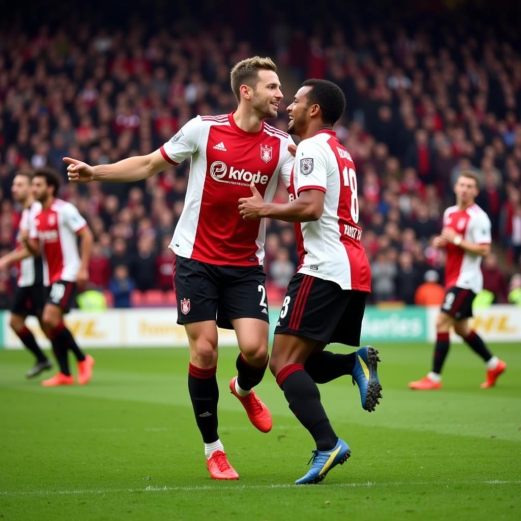 Haaland Celebrating a Goal in Ajax Style