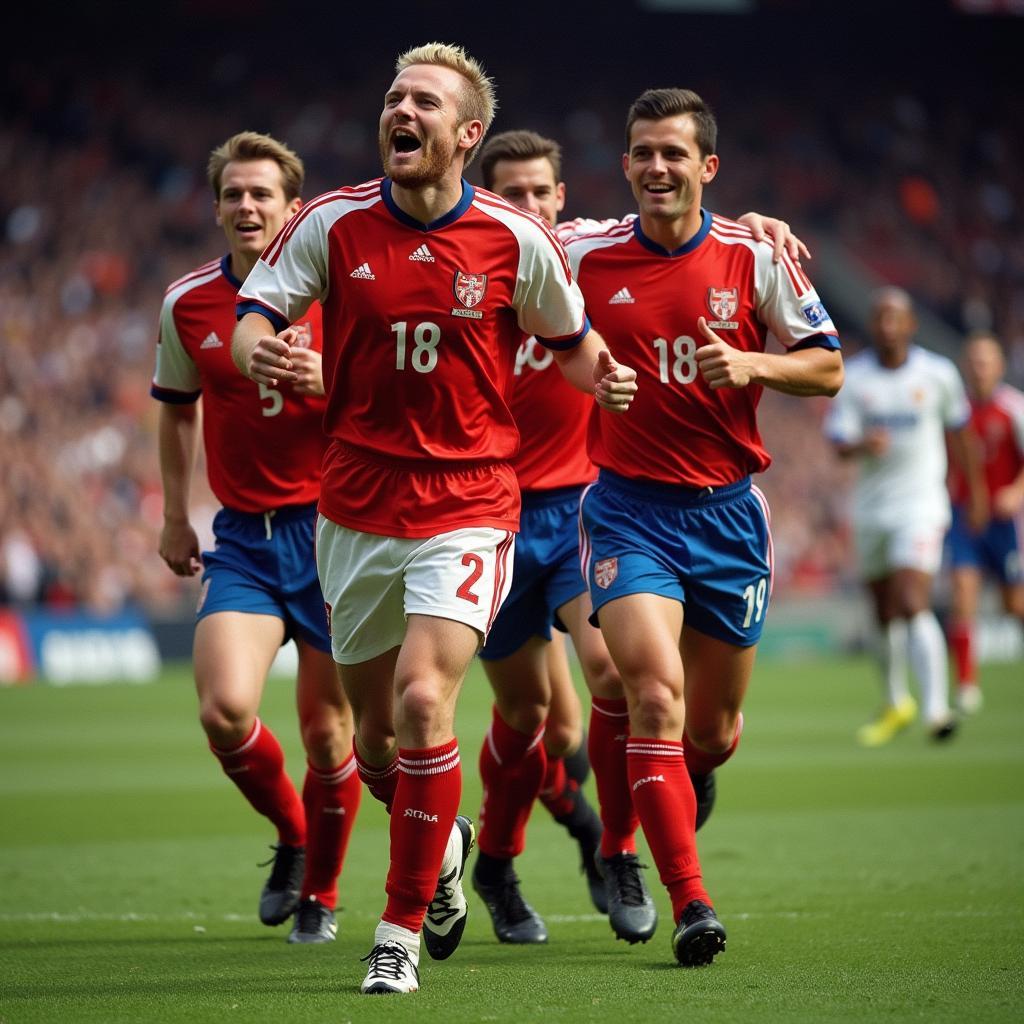 Haaland celebrates a goal against Arsenal