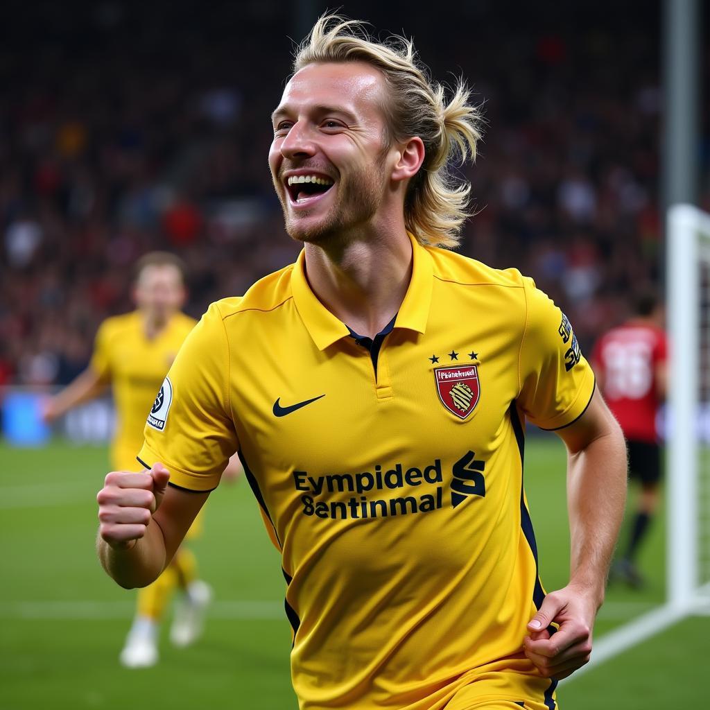 Haaland celebrating a goal against Brentford