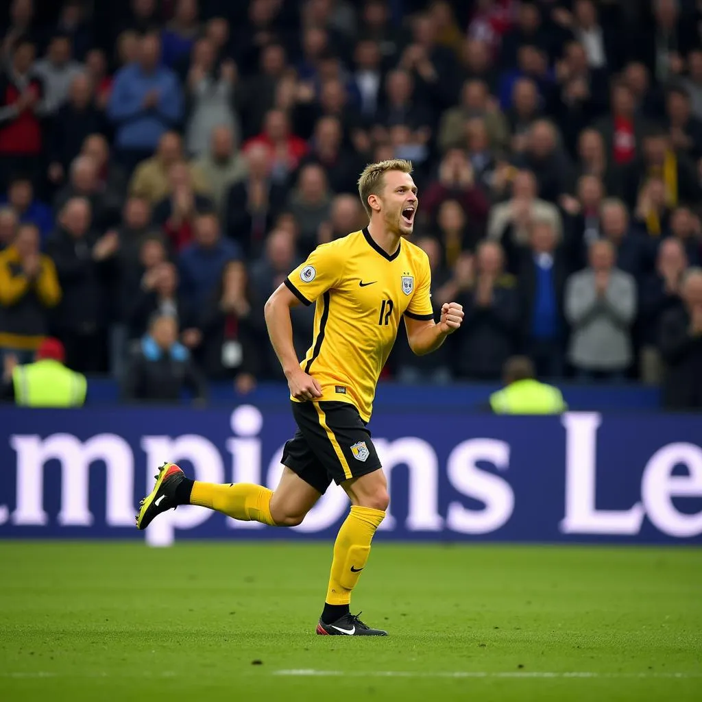 Haaland celebrating a goal in the Champions League