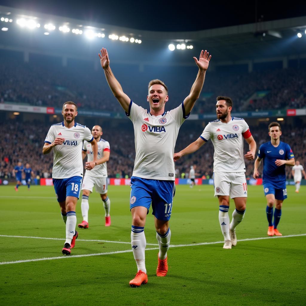 Erling Haaland Celebrates a Goal in the Champions League