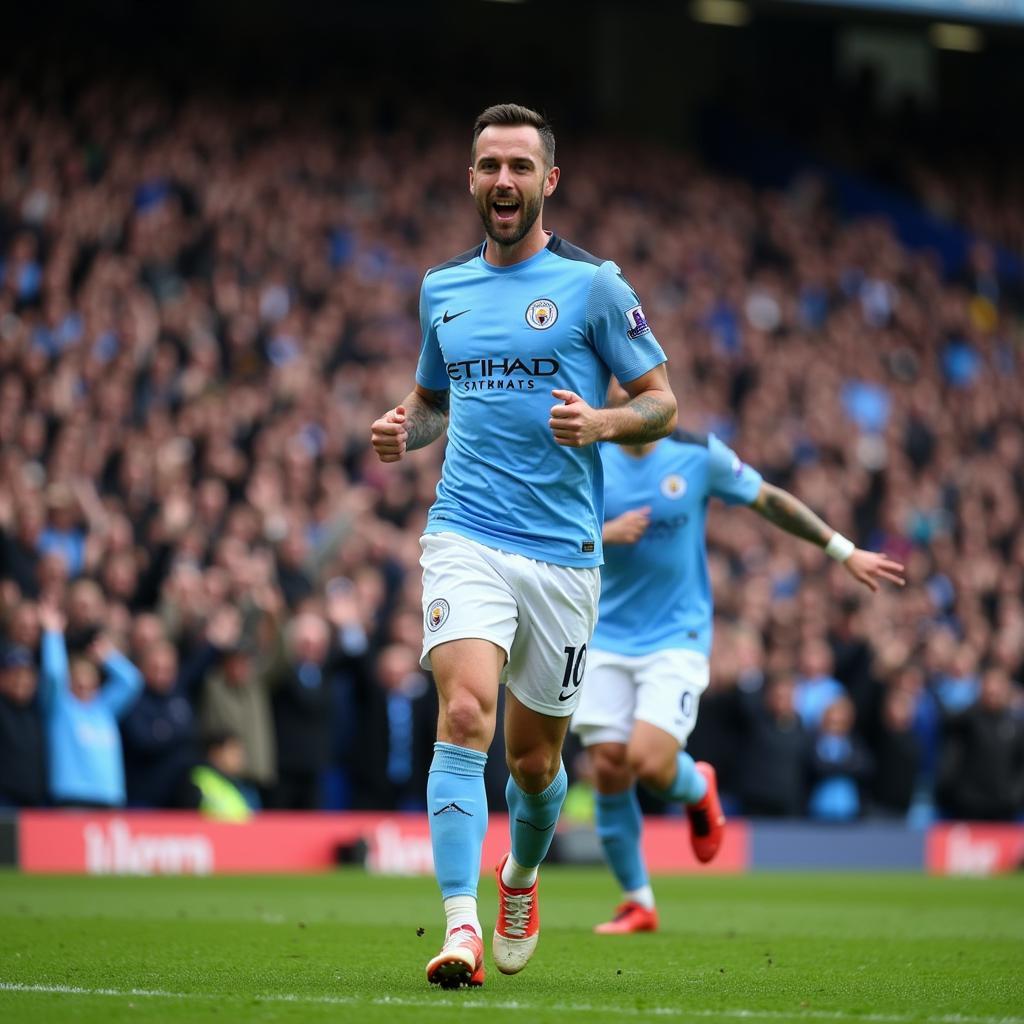 Haaland Celebrates a Goal for Manchester City