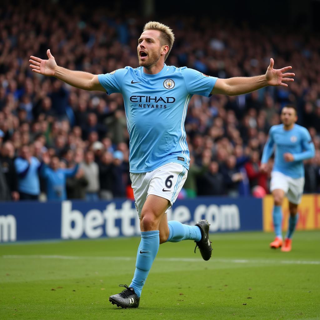 Haaland Celebrating a Goal for Man City