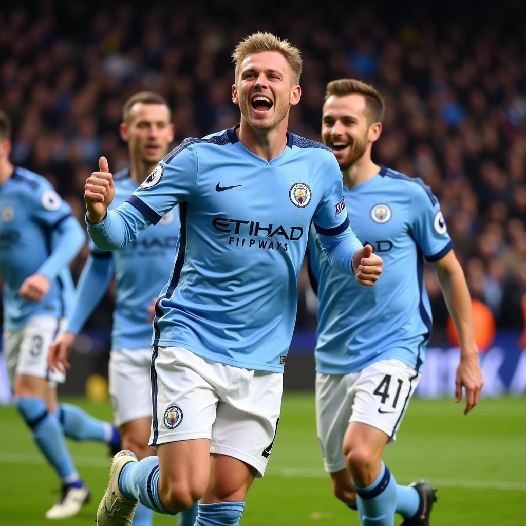 Haaland Celebrating a Goal for Manchester City