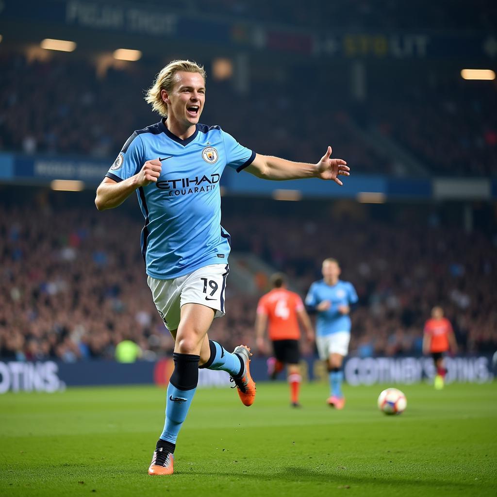 Haaland Celebrating a Goal for Manchester City