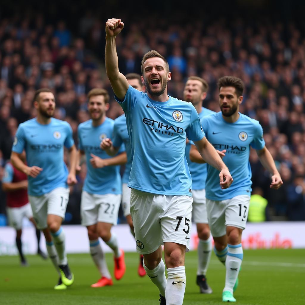 Erling Haaland celebrating a goal for Manchester City