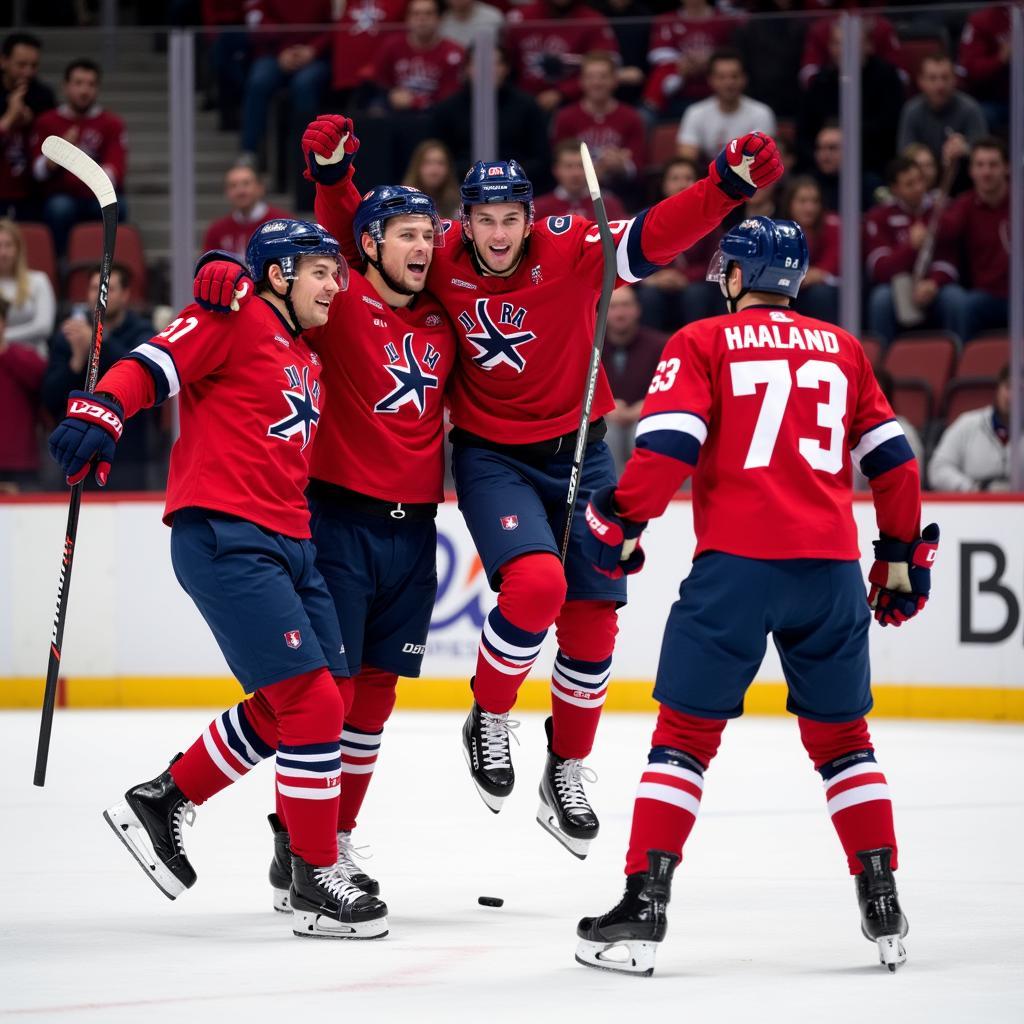 Haaland celebrating a goal for Norway