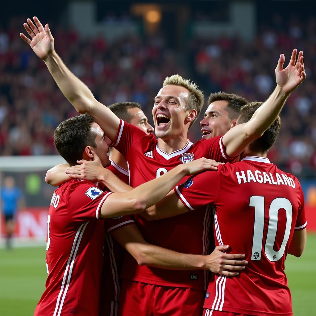 Haaland Celebrating Goal for Norway