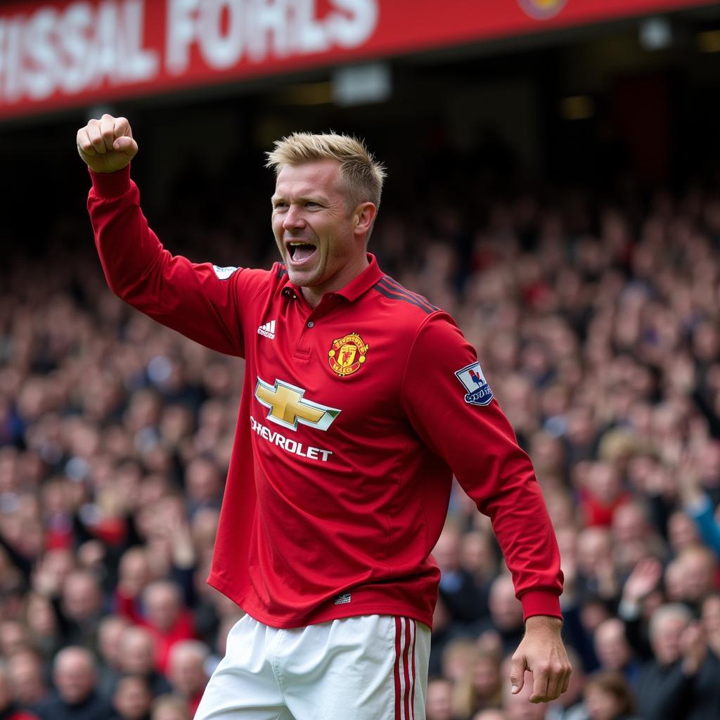 Haaland Celebrating a Goal at Old Trafford